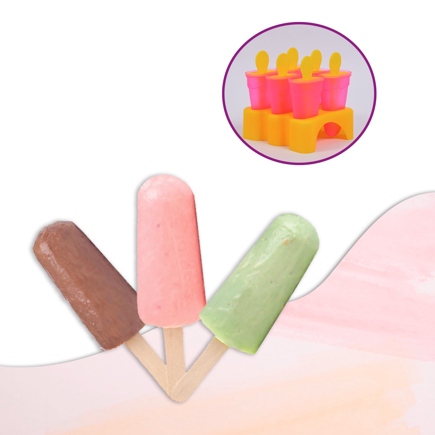 2261 Kulfi Maker Moulds Set Plastic Homemade Kulfi Mould 6pcs Set For Freezer Use 2261 Kulfi Maker Moulds Set Plastic Homemade Kulfi Mould 6pcs Set For Freezer Use